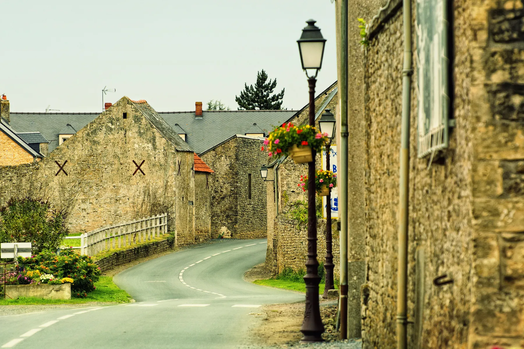 Main Street of Colleville-sur-Mer, lower Normandy, France
