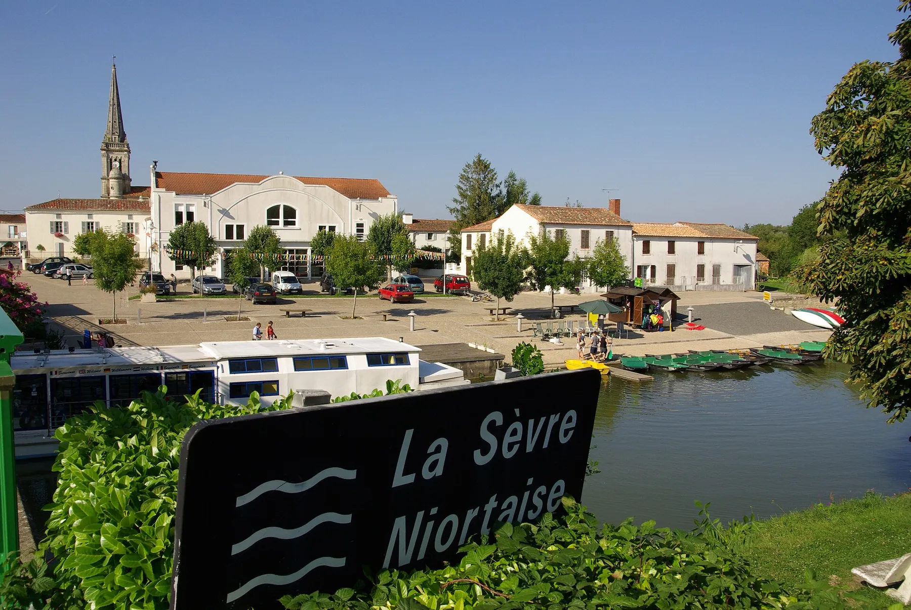 The river port of Damvix, in the Marais Poitevin, Vendée, France.