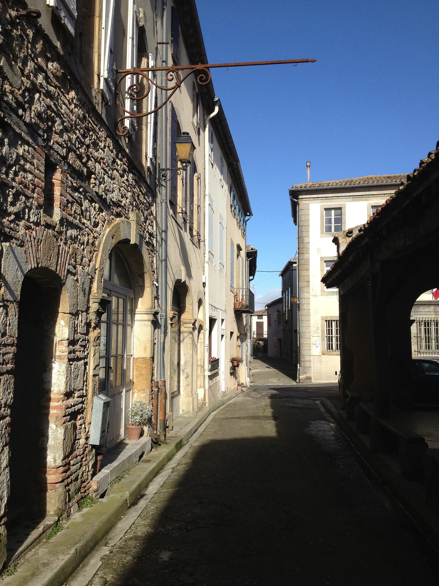 Street next to the old market hall in Fanjeaux.