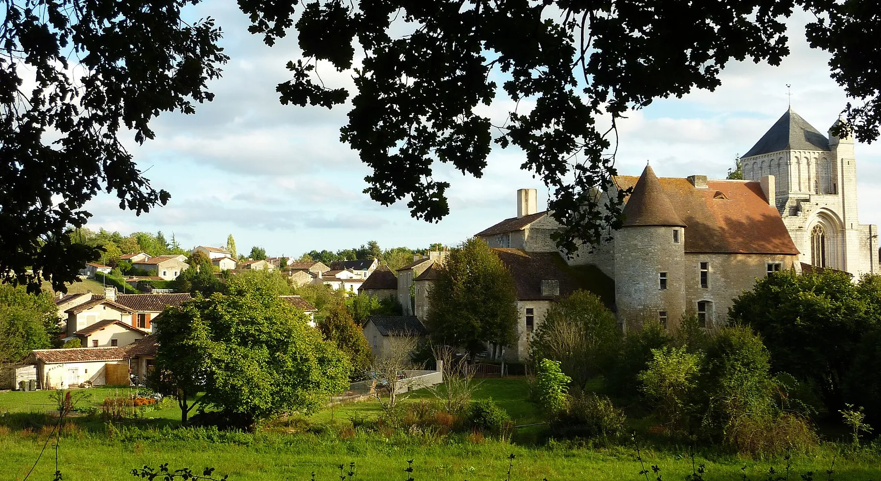 Village and Abbey of Nouaillé-Maupertuis seen from the Garenne woods