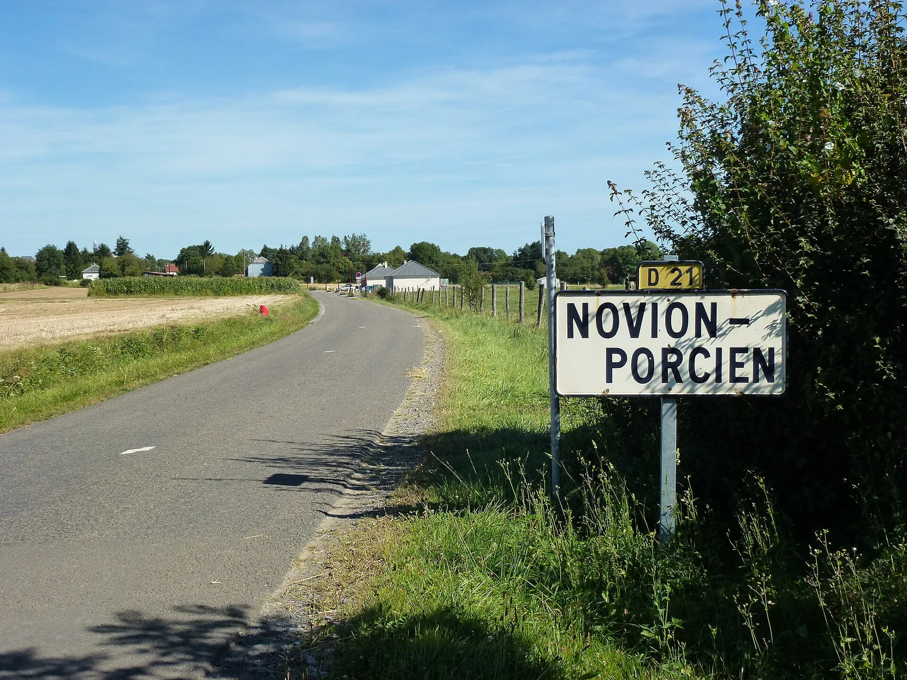 Novion-Porcien (Ardennes) city limit sign